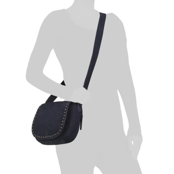 SOLD OUT HAUTE HIPPIE STYLE Suede Stud Crossbody In Navy - Picture 2 of 4
